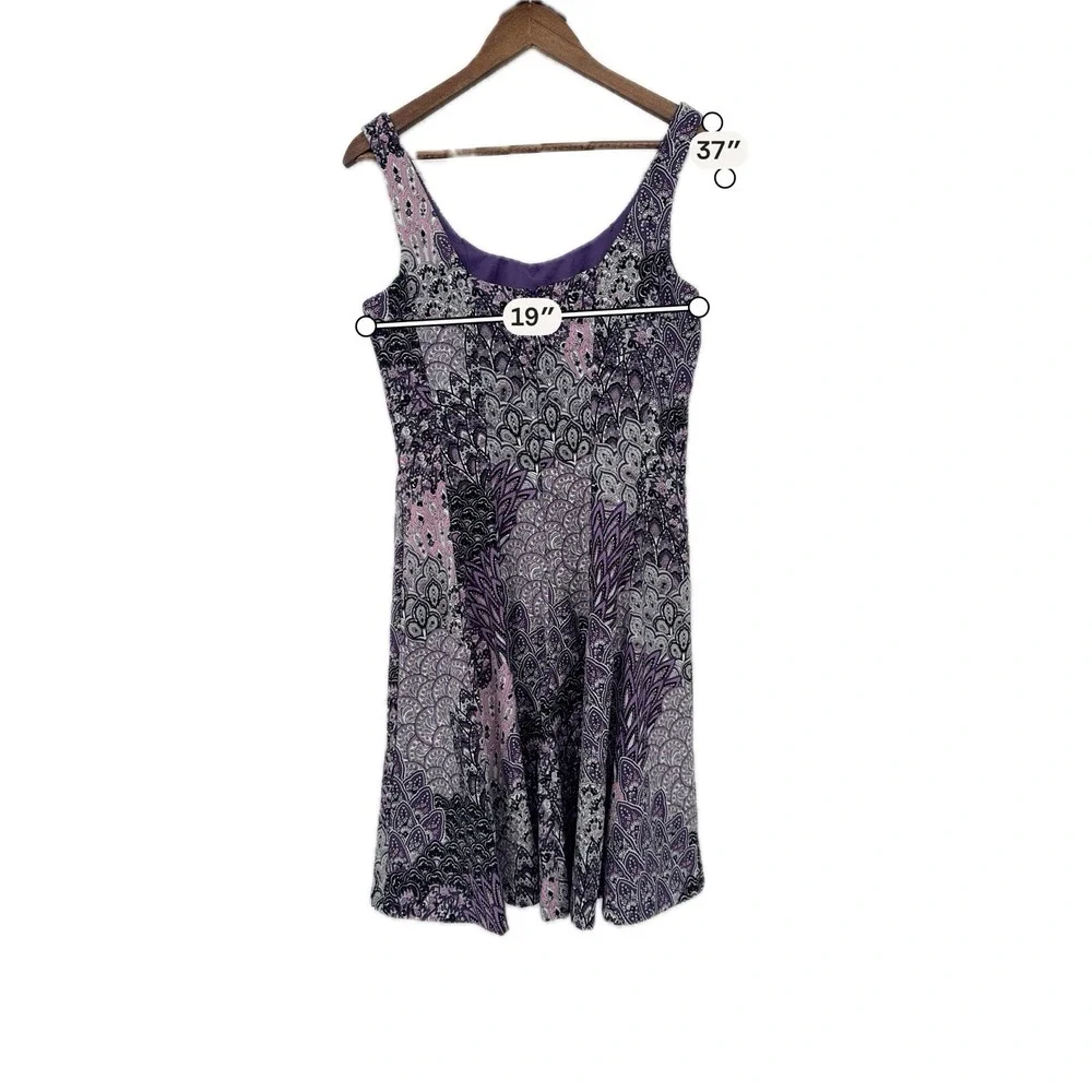 Connected Apparel y2k cocktail dress midi purple artsy floral abstract 10 - Picture 3 of 8